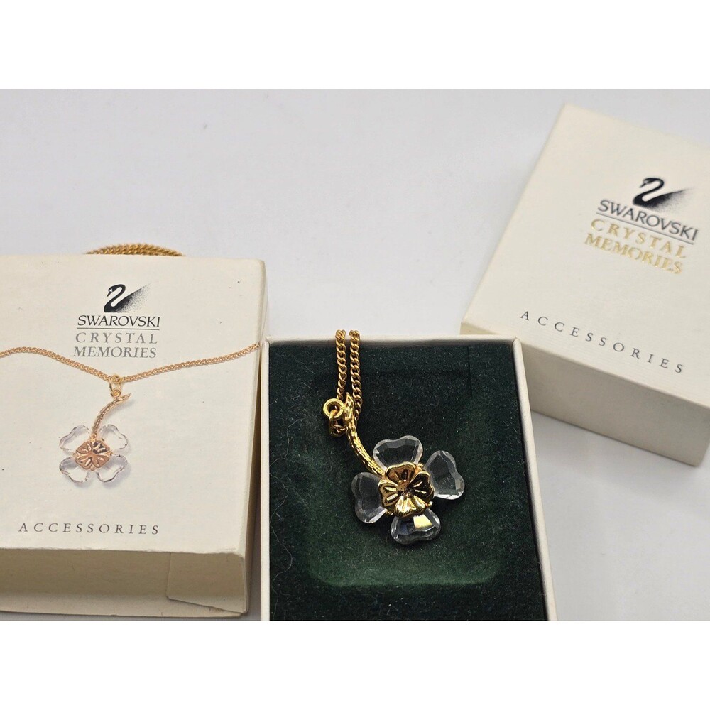 Vintage Swarovski Four Leaf Clover Necklace in Original Box